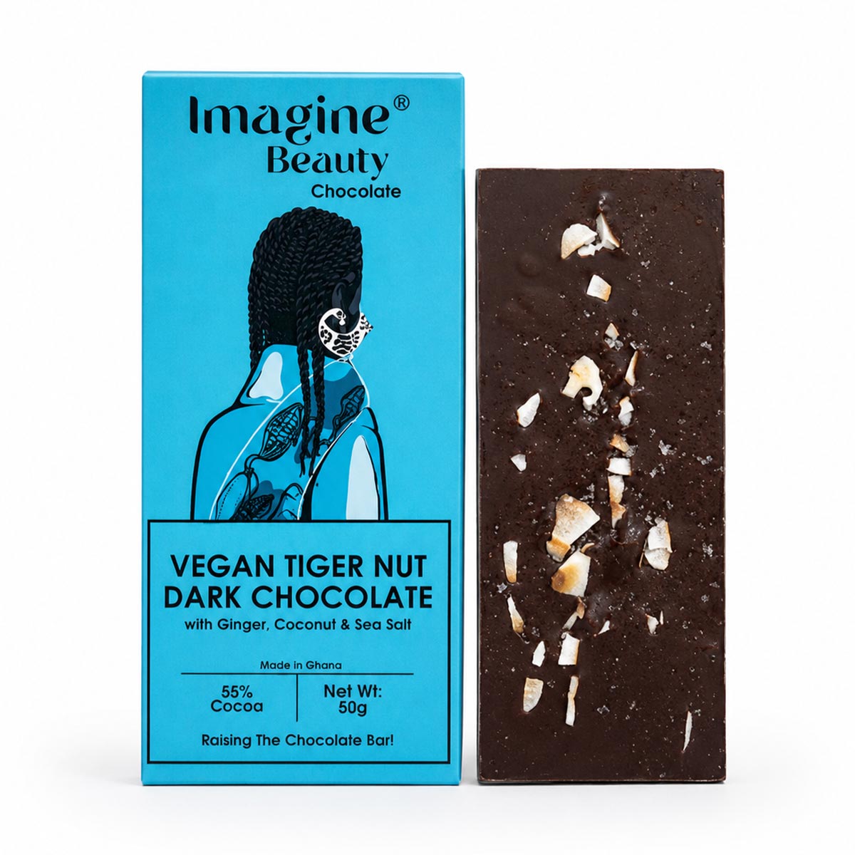 Vegan Tiger Nut Dark Chocolate with Ginger, Coconut & Sea Salt